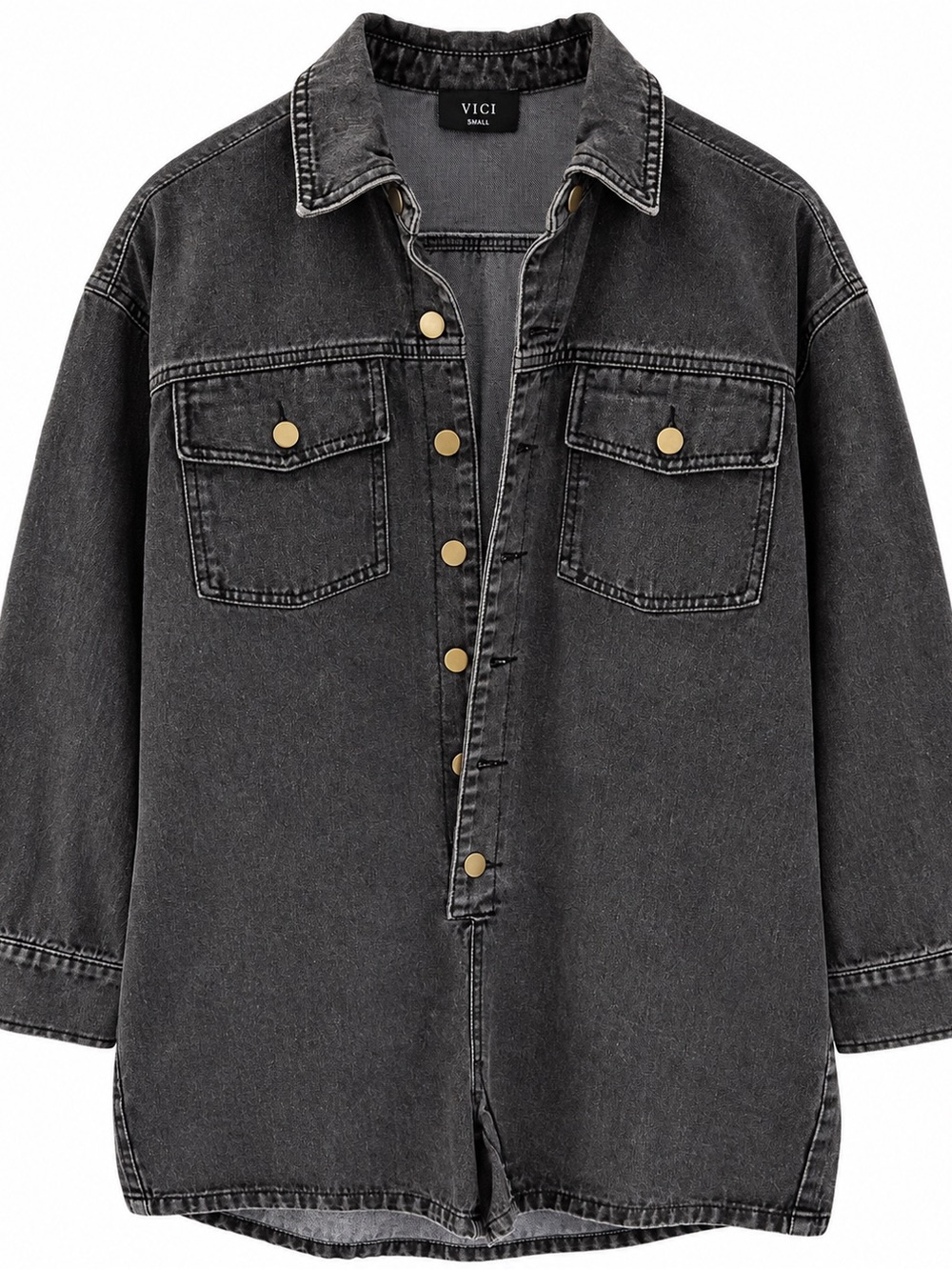 VICI Black Washed Denim Utility Romper